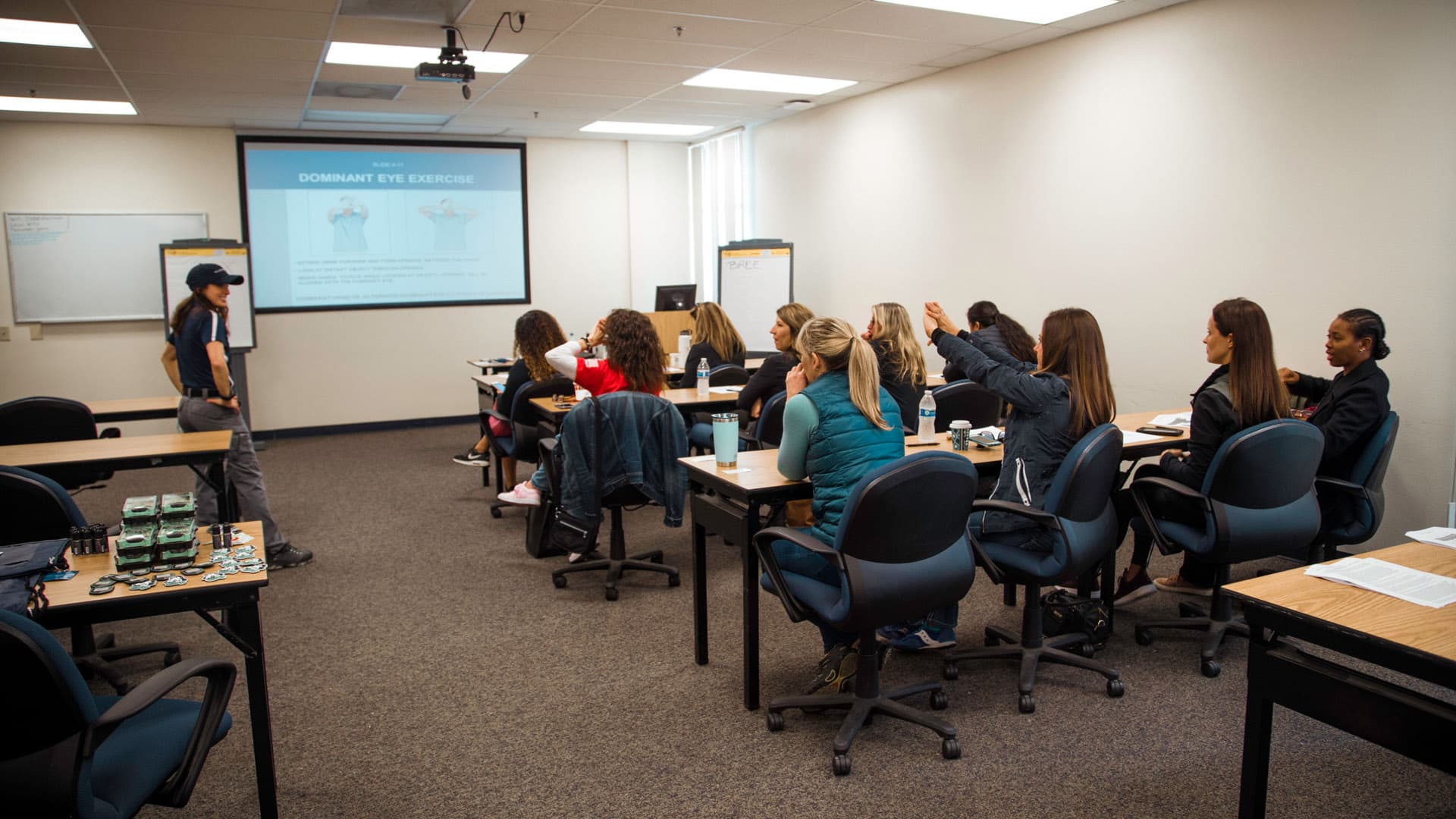 Students seated during a classroom firearms-safety session.